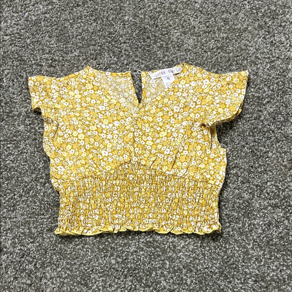 Charming Yellow Floral Kids Blouse